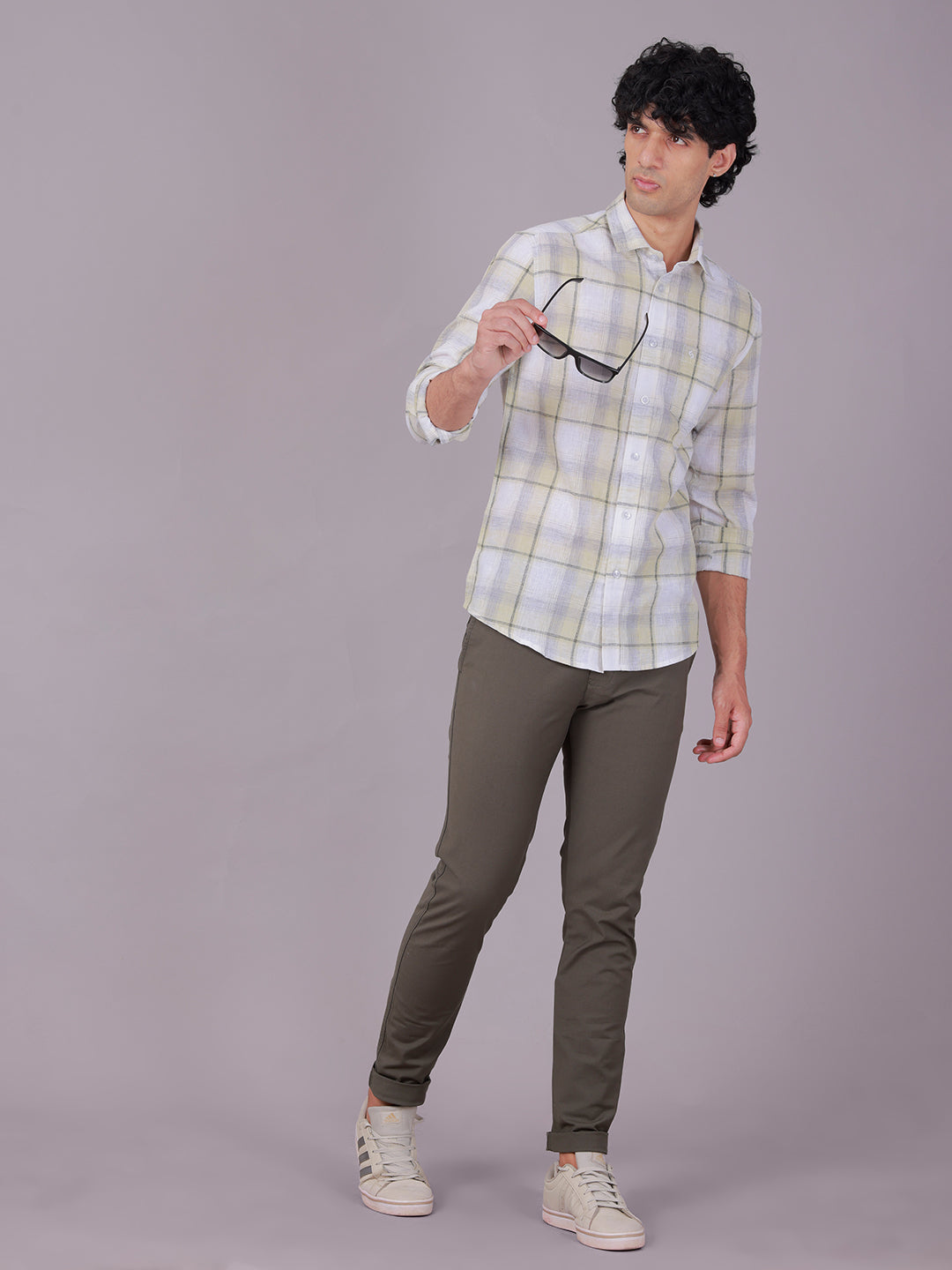 Classic Polo Men's Full Sleeve Multicolor Polo Neck Slim Fit Checked Cotton Casual Shirt | LSHR1-GN-01 B-FS-CHK-SF