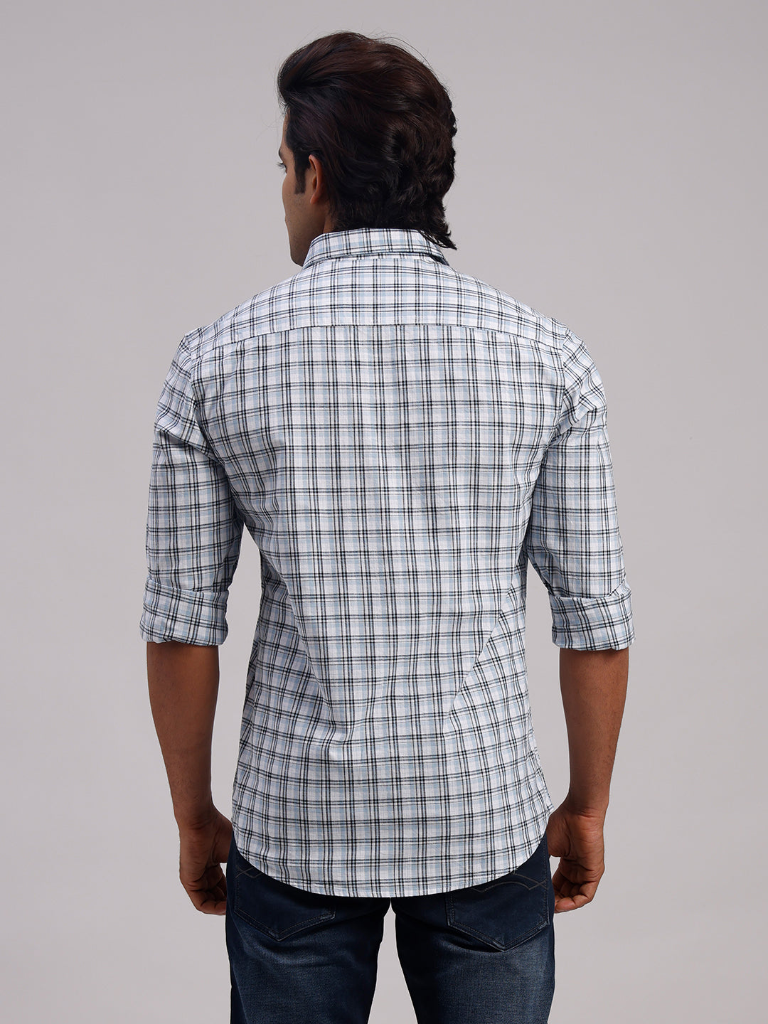 Classic Polo Men's Full Sleeve Multicolor Polo Neck Slim Fit Checked Cotton Casual Shirt | SR1-EL-13 B-FS-CHK-SF