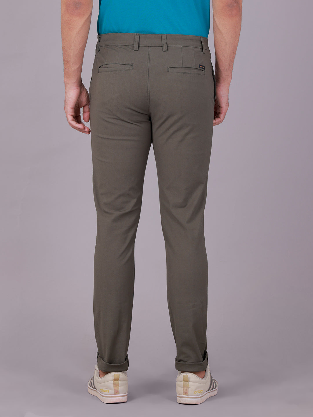 Classic Polo Men's Olive Moderate Fit Solid Cotton Blend Casual Trouser | LTR1-EL-05 B-OLV-MF-LY