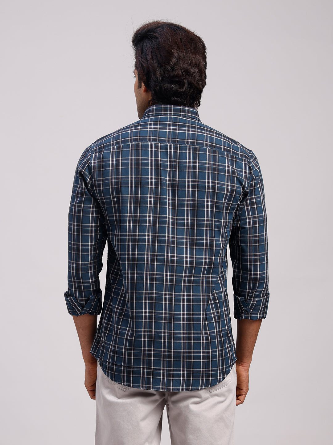 Classic Polo Men's Full Sleeve Multicolor Polo Neck Slim Fit Checked Cotton Casual Shirt | SR1-CL-01 B-FS-CHK-SF