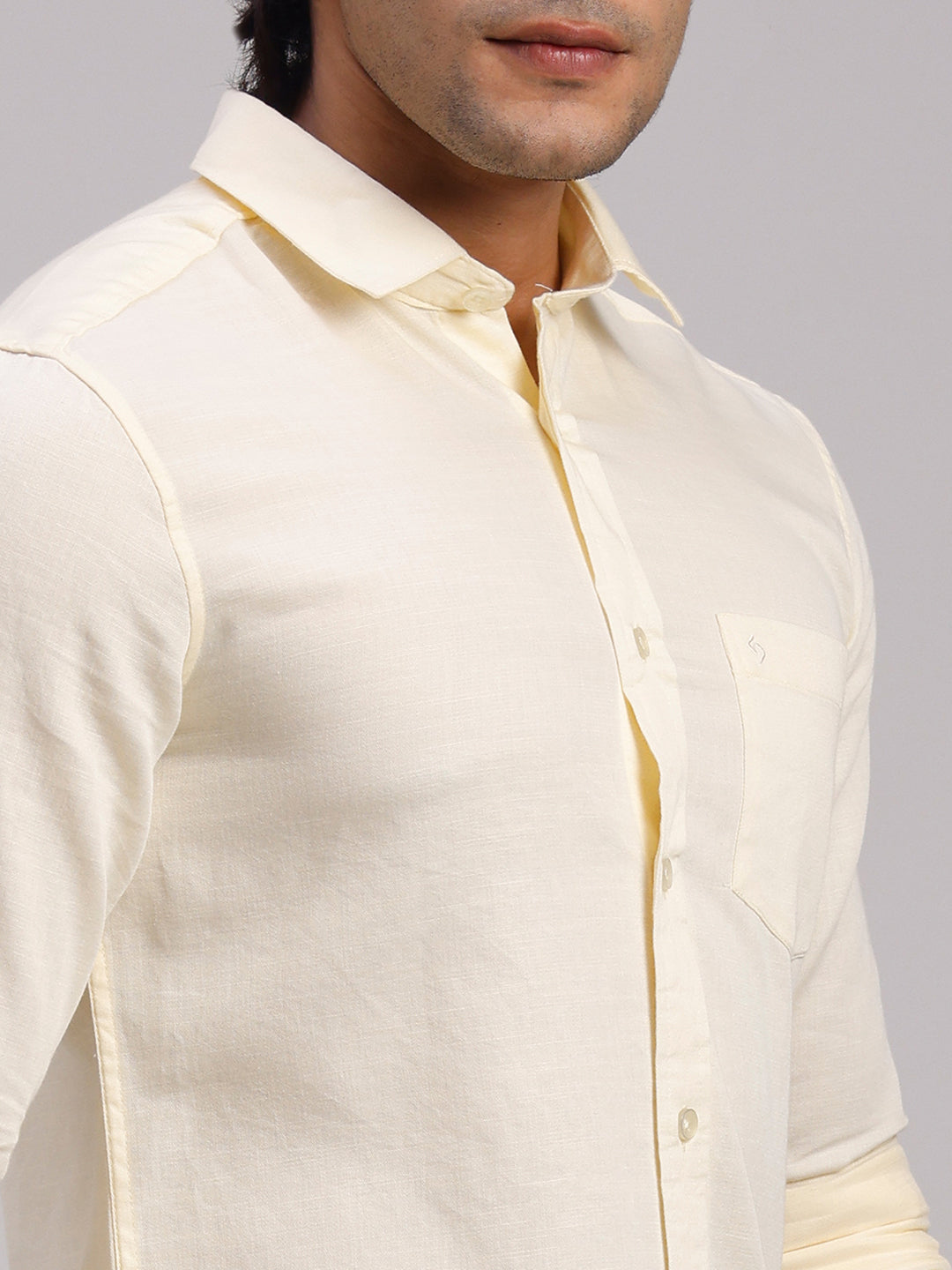 Classic Polo Men's Full Sleeve Yellow Polo Neck Slim Fit Solid Cotton Casual Shirt | SR1-GN-10 B-FS-SLD-SF