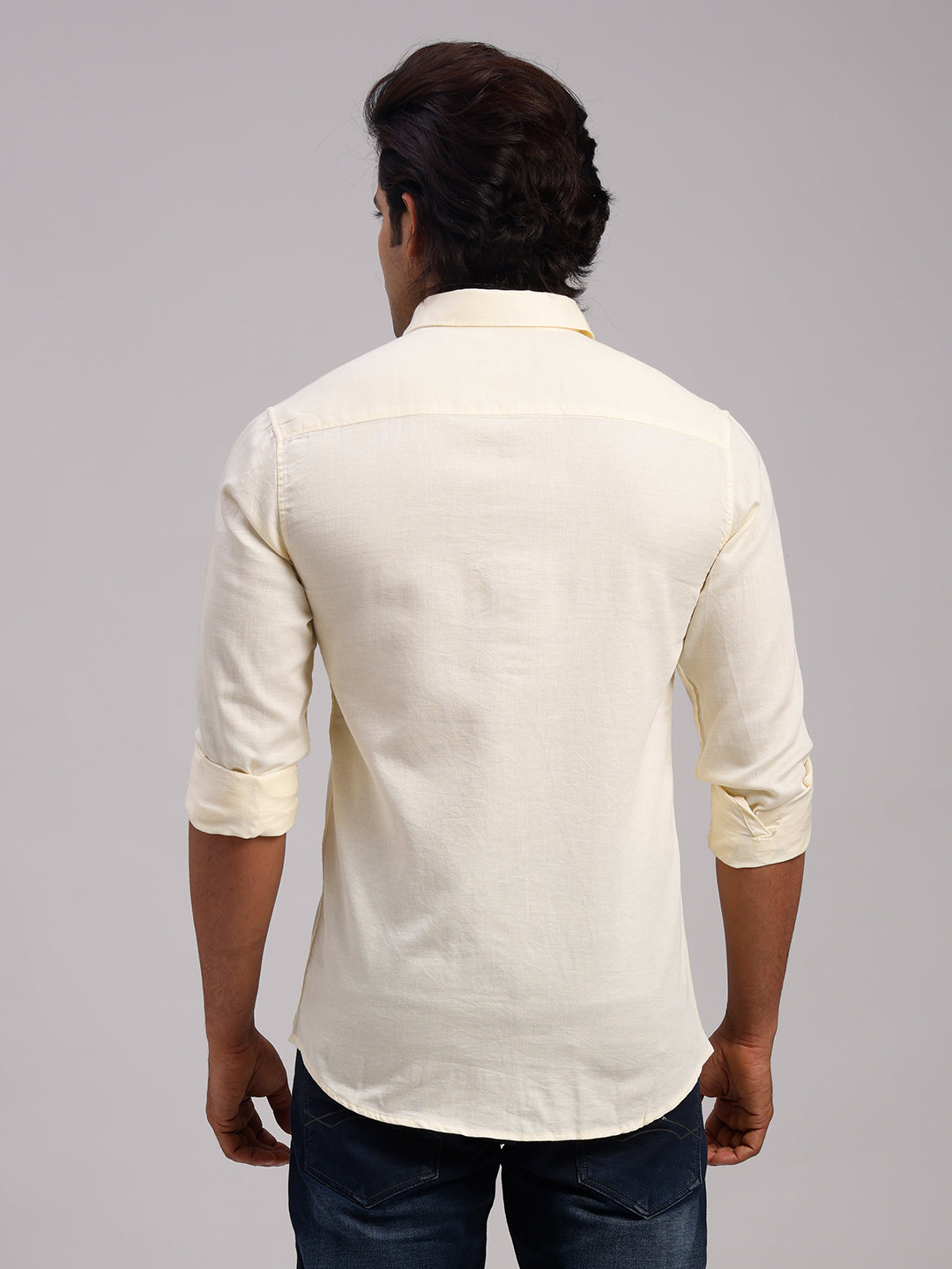Classic Polo Men's Full Sleeve Yellow Polo Neck Slim Fit Solid Cotton Casual Shirt | SR1-GN-10 B-FS-SLD-SF