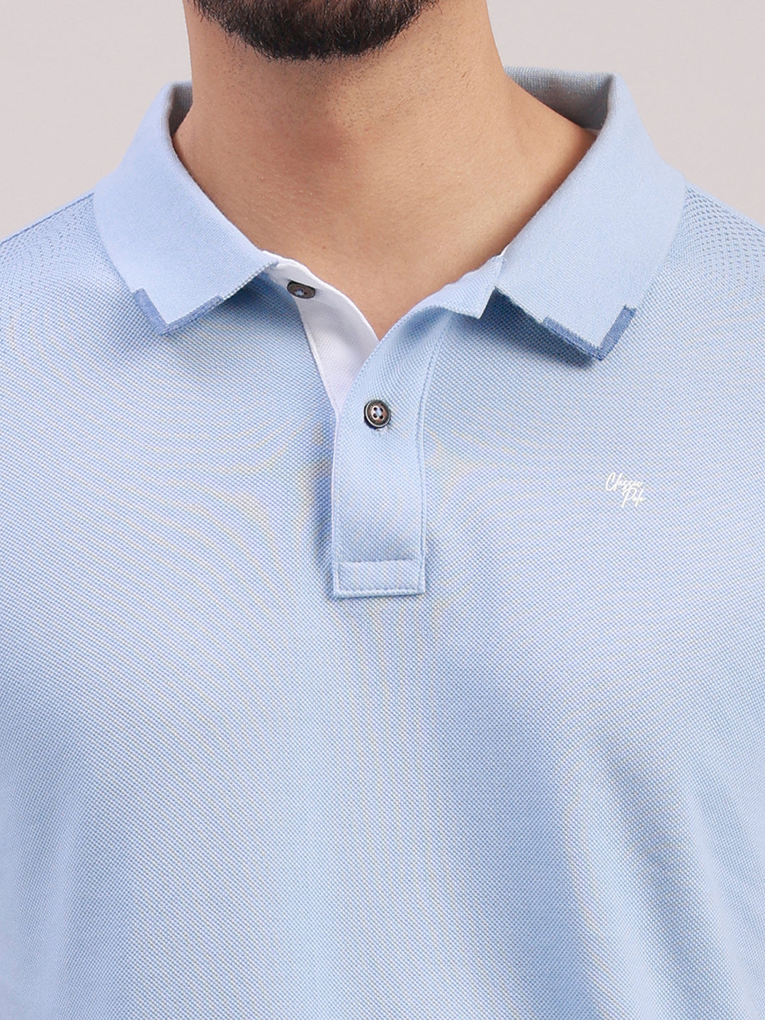 Classic Polo Men's Half Sleeve Blue Polo Neck Slim Fit Solid Cotton T-Shirt | PRM - 827 A SF P