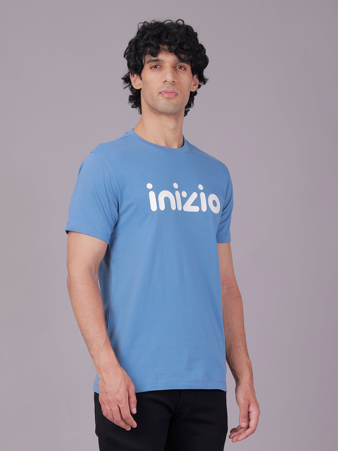 Classic Polo Men's Half Sleeve Blue Crew Neck Slim Fit Printed Cotton T-Shirt | BALENO - 638 A SF C