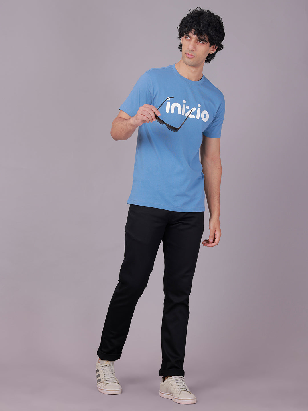 Classic Polo Men's Half Sleeve Blue Crew Neck Slim Fit Printed Cotton T-Shirt | BALENO - 638 A SF C