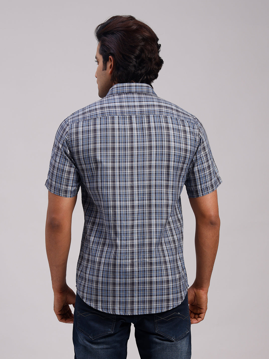 Classic Polo Men's Half Sleeve Multicolor Polo Neck Slim Fit Checked Cotton Casual Shirt | LSHR1-CL-01 A-HS-CHK-SF