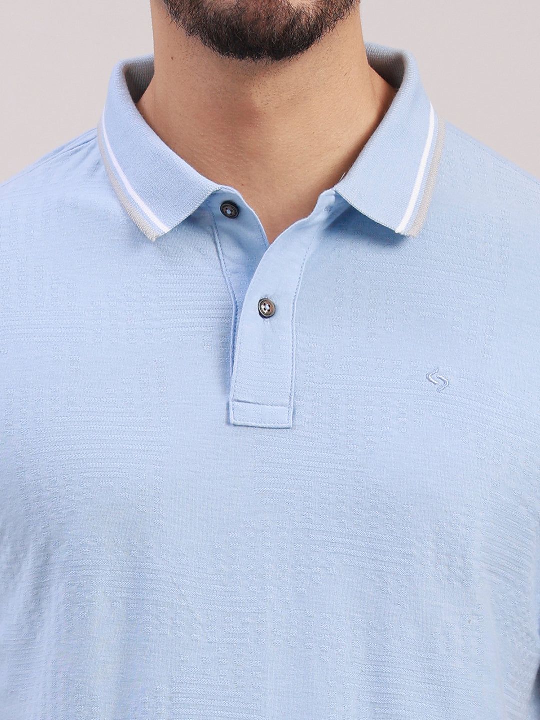 Classic Polo Men's Half Sleeve Blue Polo Neck Slim Fit Solid Cotton T-Shirt | PRM - 824 B SF P