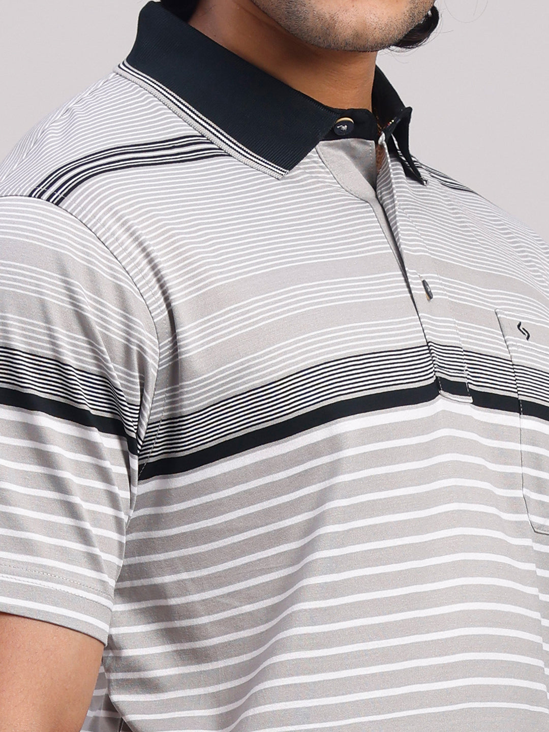 Classic Polo Men's Half Sleeve Multicolor Authentic Fit Striped Premium Mercerised Cotton T-Shirt | ULTIMO - 357 B AF P