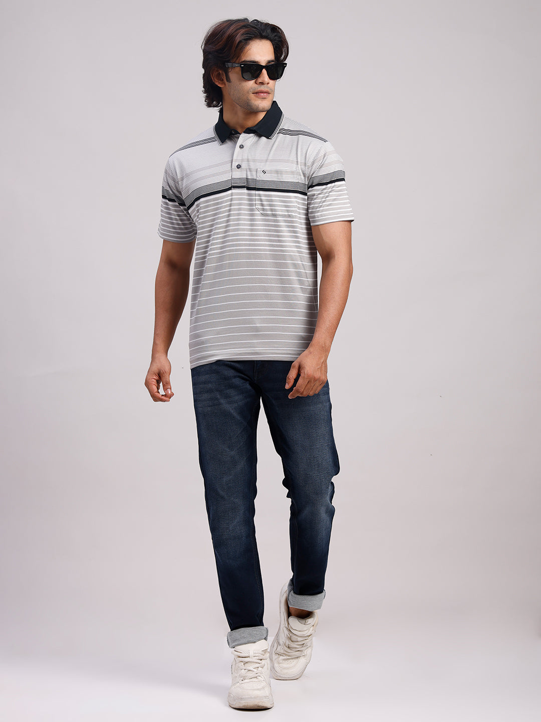 Classic Polo Men's Half Sleeve Multicolor Authentic Fit Striped Premium Mercerised Cotton T-Shirt | ULTIMO - 357 B AF P