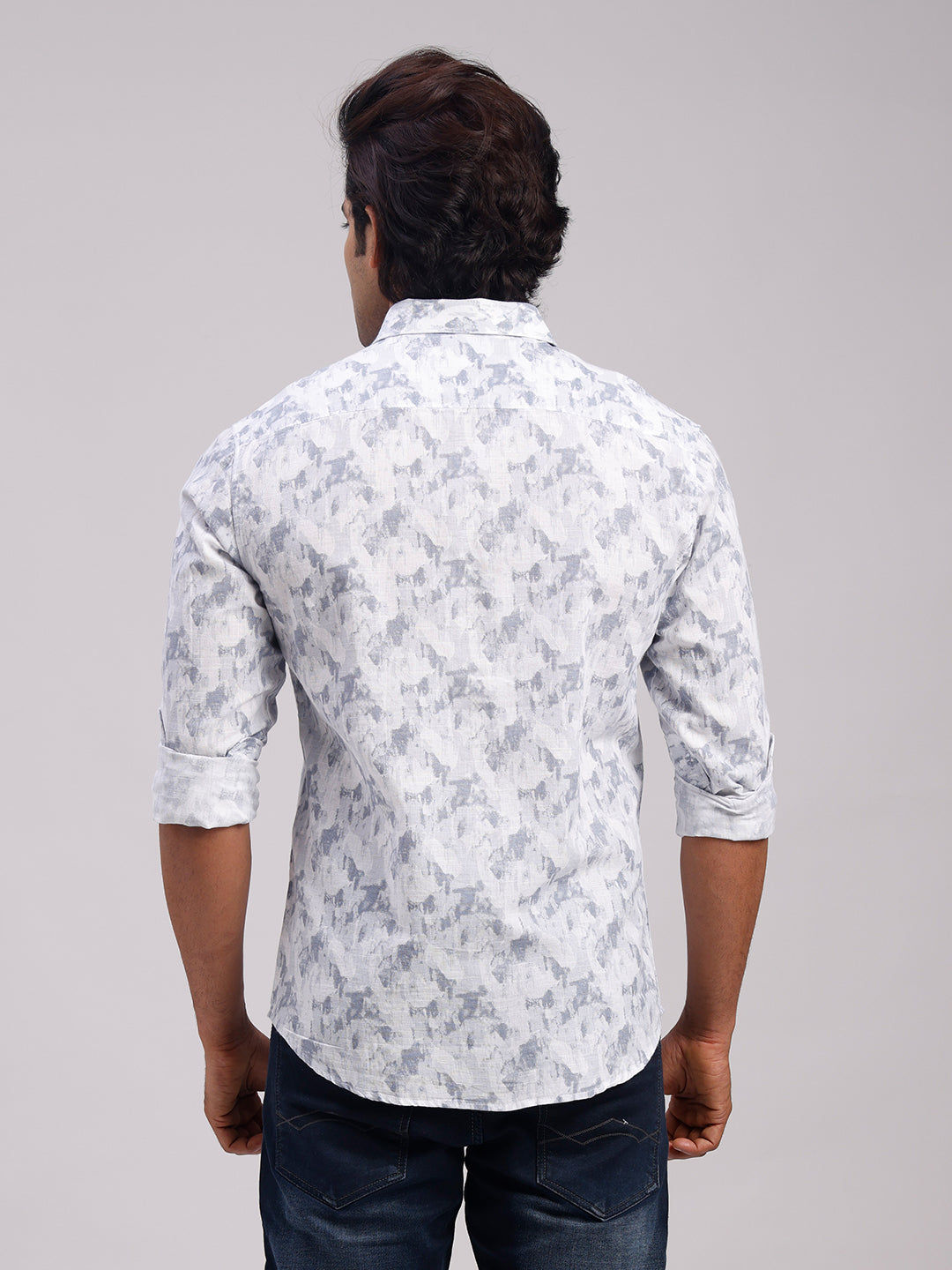 Classic Polo Men's Full Sleeve Multicolor Polo Neck Slim Fit All-Over Print Cotton Casual Shirt | LSHR1-CL-17 B-FS-PRT-SF
