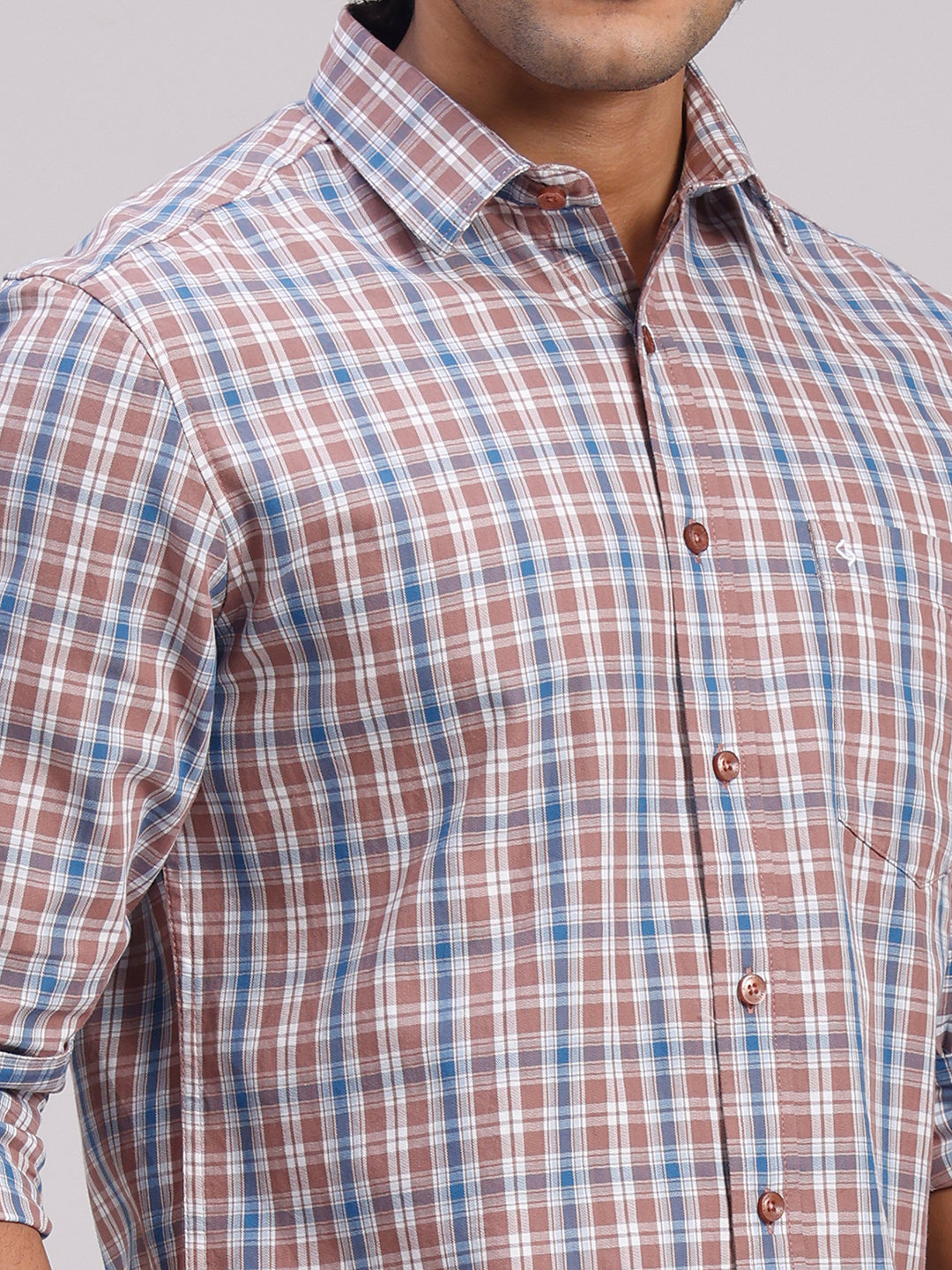 Classic Polo Men's Full Sleeve Multicolor Polo Neck Slim Fit Checked Cotton Casual Shirt | SR1-CL-05 A-FS-CHK-SF
