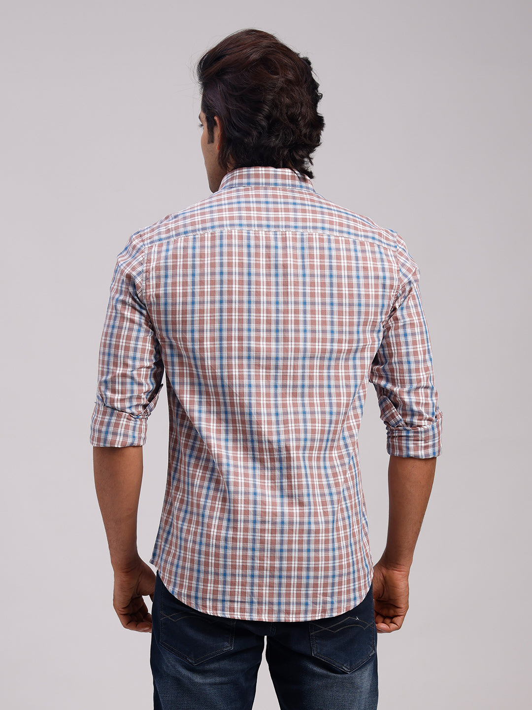 Classic Polo Men's Full Sleeve Multicolor Polo Neck Slim Fit Checked Cotton Casual Shirt | SR1-CL-05 A-FS-CHK-SF