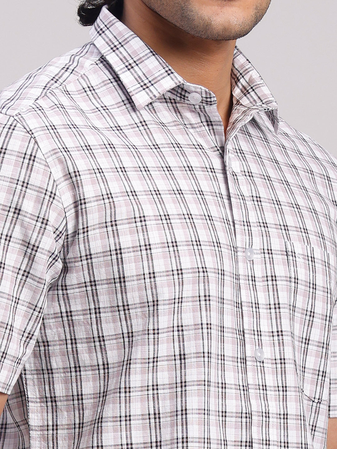 Classic Polo Men's Half Sleeve Multicolor Polo Neck Slim Fit Checked Cotton Casual Shirt | SR1-EL-13 A-HS-CHK-SF