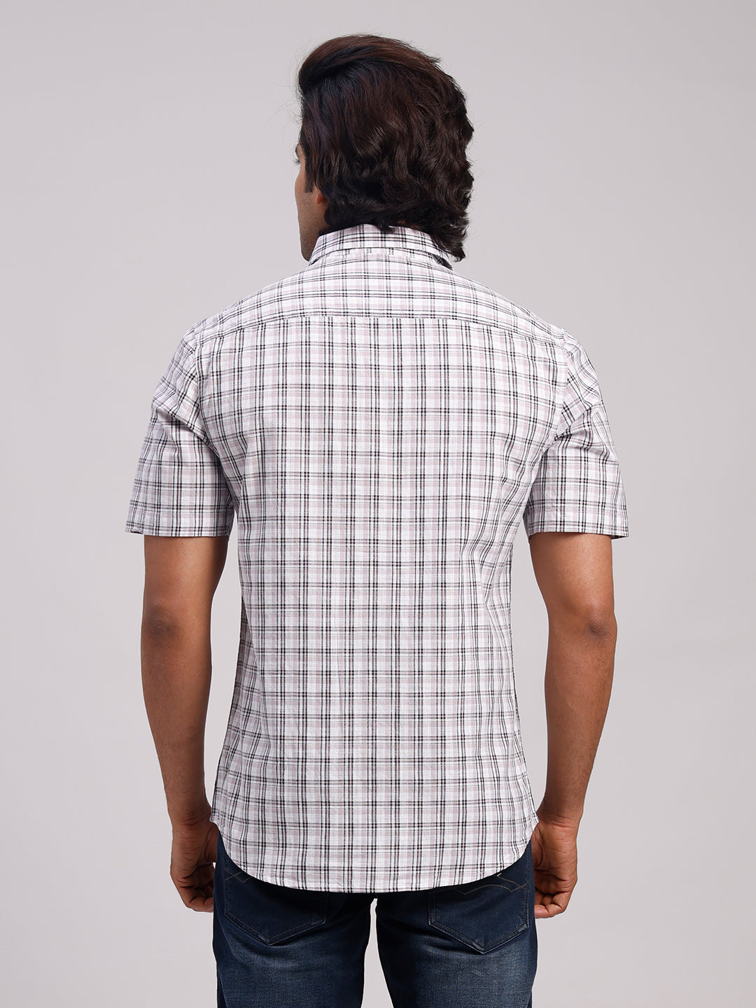 Classic Polo Men's Half Sleeve Multicolor Polo Neck Slim Fit Checked Cotton Casual Shirt | SR1-EL-13 A-HS-CHK-SF