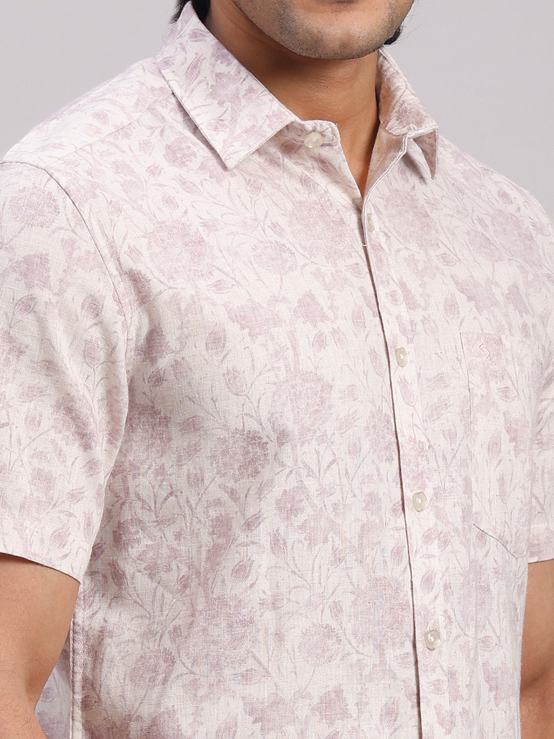 Classic Polo Men's Half Sleeve Dark Pink Polo Neck Slim Fit All-Over Print Cotton Casual Shirt | SR1-EL-05 A-HS-PRT-SF