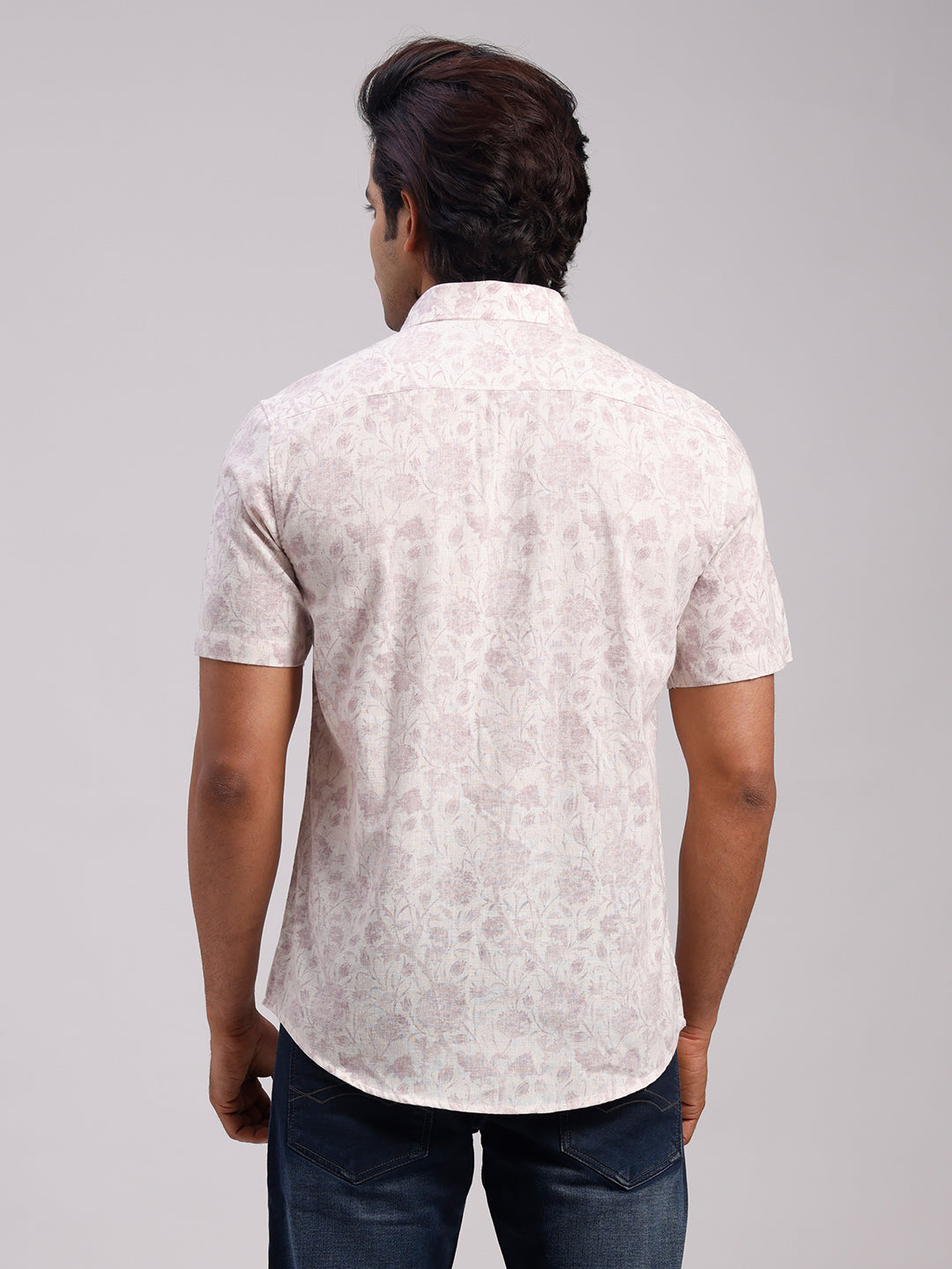 Classic Polo Men's Half Sleeve Dark Pink Polo Neck Slim Fit All-Over Print Cotton Casual Shirt | SR1-EL-05 A-HS-PRT-SF
