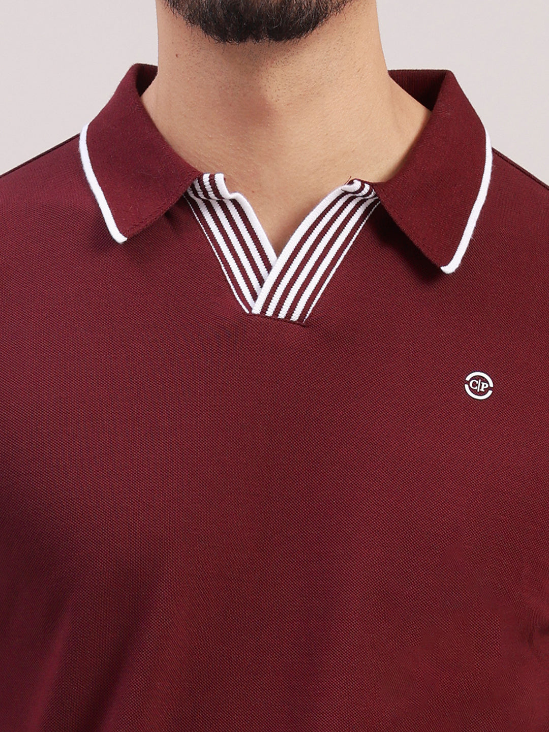 Classic Polo Men's Half Sleeve Maroon Polo Neck Slim Fit Solid Cotton Blend T-Shirt | RAVE POLO - 04 A SF P