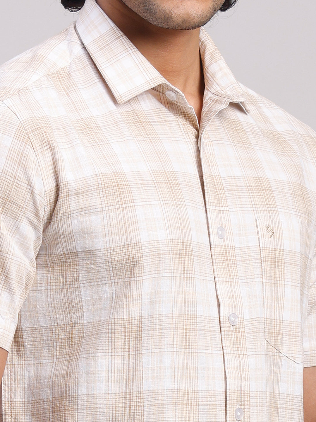Classic Polo Men's Half Sleeve Multicolor Polo Neck Slim Fit Checked Cotton Casual Shirt | LSHR1-CL-06 A-HS-CHK-SF