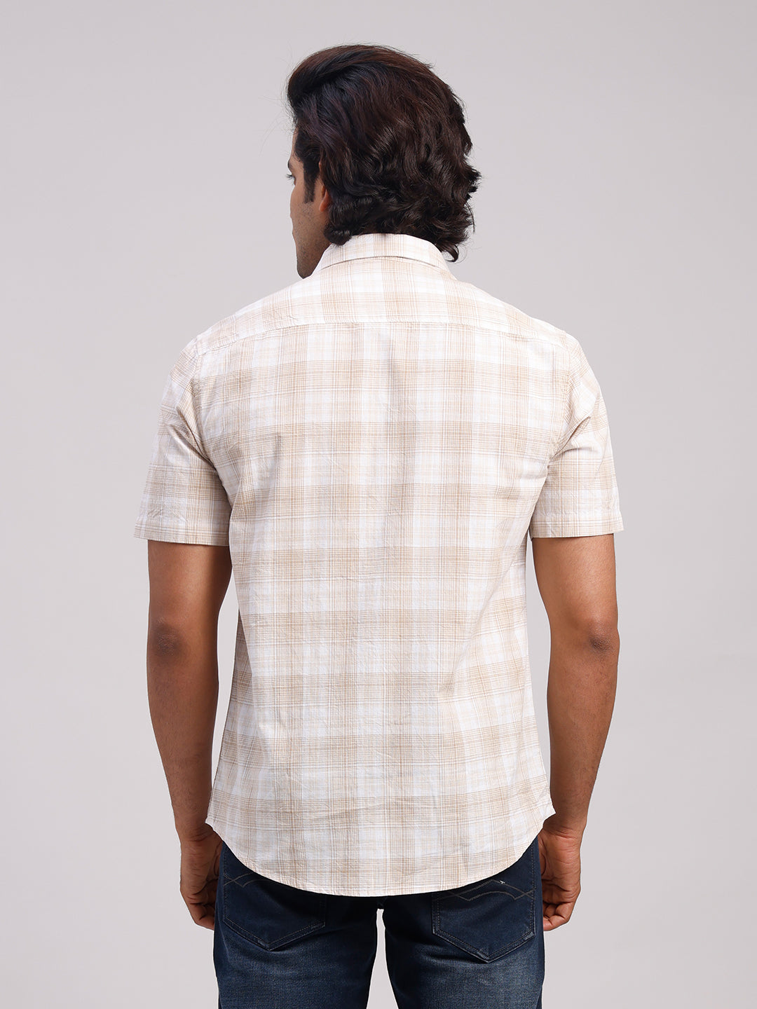 Classic Polo Men's Half Sleeve Multicolor Polo Neck Slim Fit Checked Cotton Casual Shirt | LSHR1-CL-06 A-HS-CHK-SF