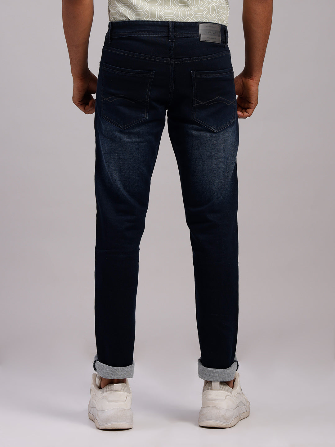 Classic Polo Men's Navy Blue Slim Fit Solid Cotton Denim | LDMR1-05-NAVY-SF