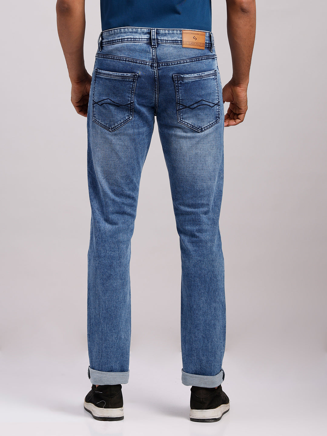 Classic Polo Men's Light Blue Slim Fit Solid Cotton Denim | LDMR1-01-LBLU-SF
