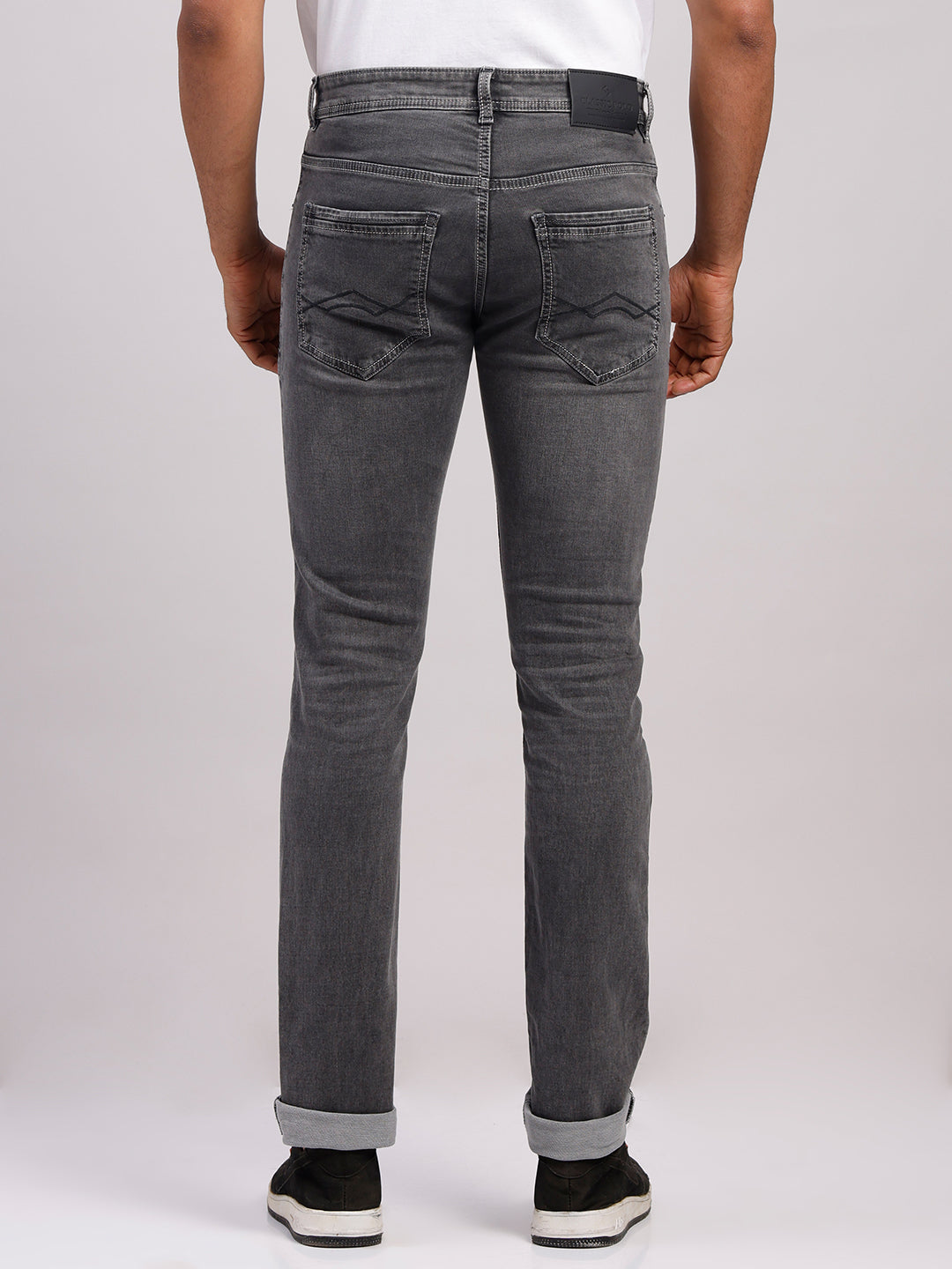 Classic Polo Men's Drak Grey Slim Fit Solid Cotton Denim | CPDR1-03-D.GRY-SF
