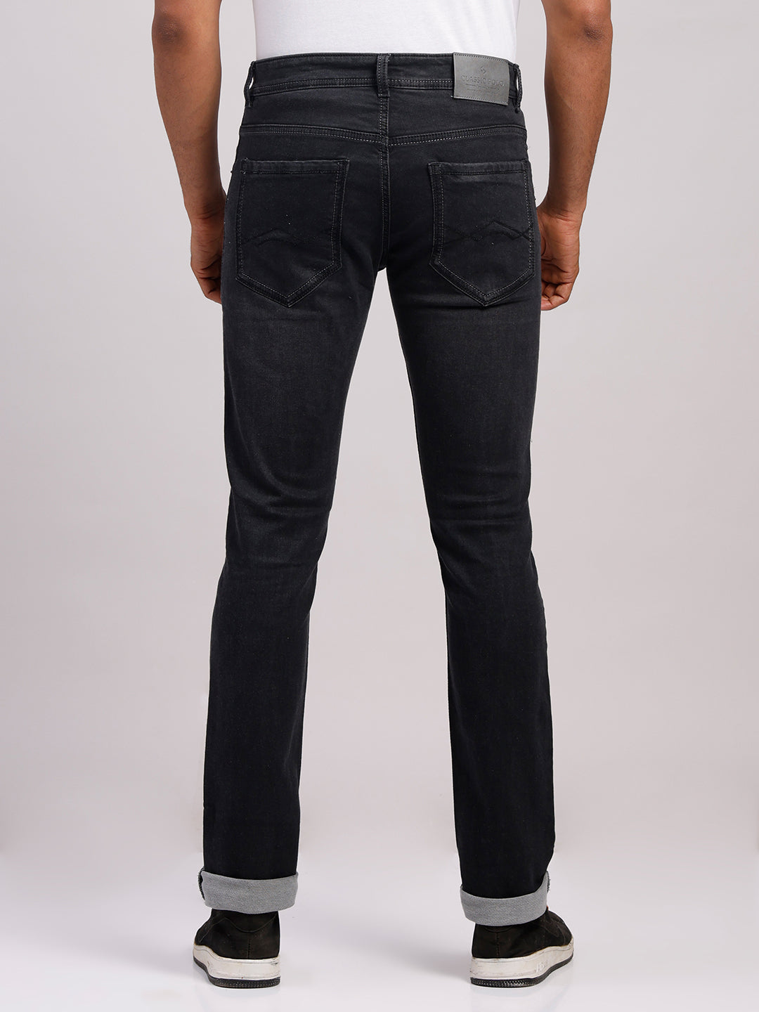 Classic Polo Men's Black Slim Fit Solid Cotton Denim | CPDR1-01-BLK-SF