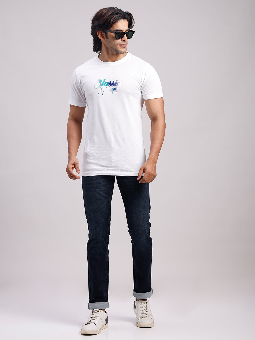 Classic Polo Men's Dark Navy Slim Fit Solid Cotton Denim | LDMR1-04-D.NAVY-SF