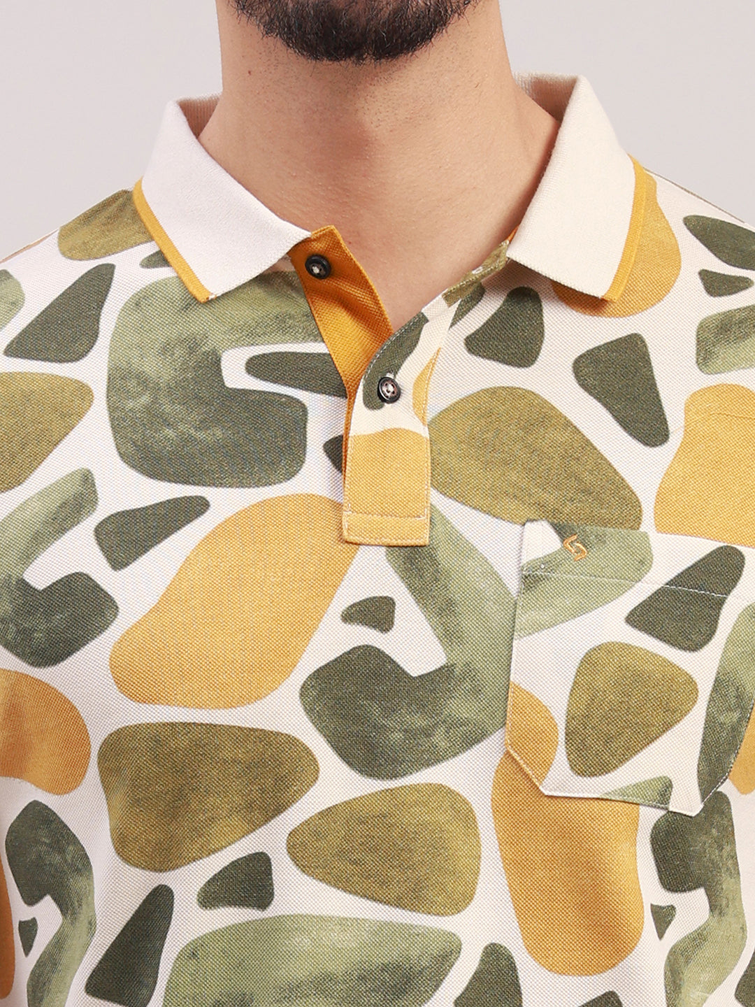 Classic Polo Men's Half Sleeve Multicolor Polo Neck Slim Fit All-Over Print Cotton T-Shirt | BEAU - 301 A SF P