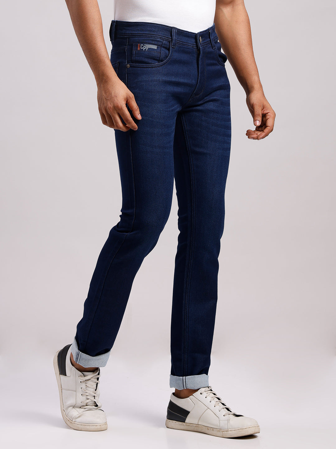 Classic Polo Men's Dark Blue Slim Fit Solid Cotton Denim | CPDR1-05-DBLU-SF