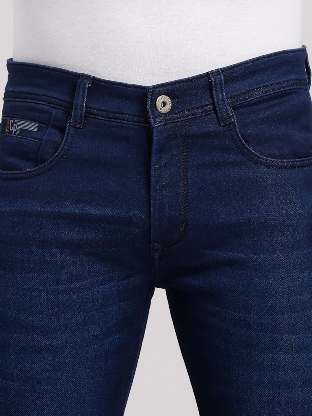Classic Polo Men's Dark Blue Slim Fit Solid Cotton Denim | CPDR1-05-DBLU-SF
