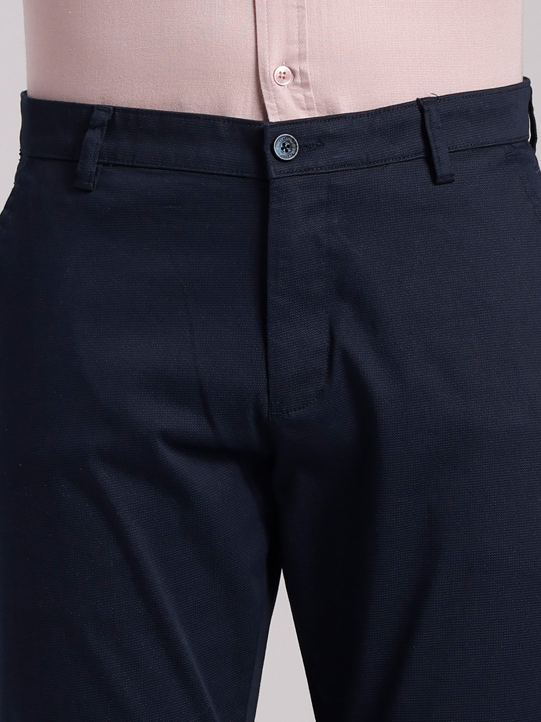 Classic Polo Men's Dark Navy Moderate Fit Solid Cotton Trouser | LTR1-CL-01 B-NVY-MF-LY