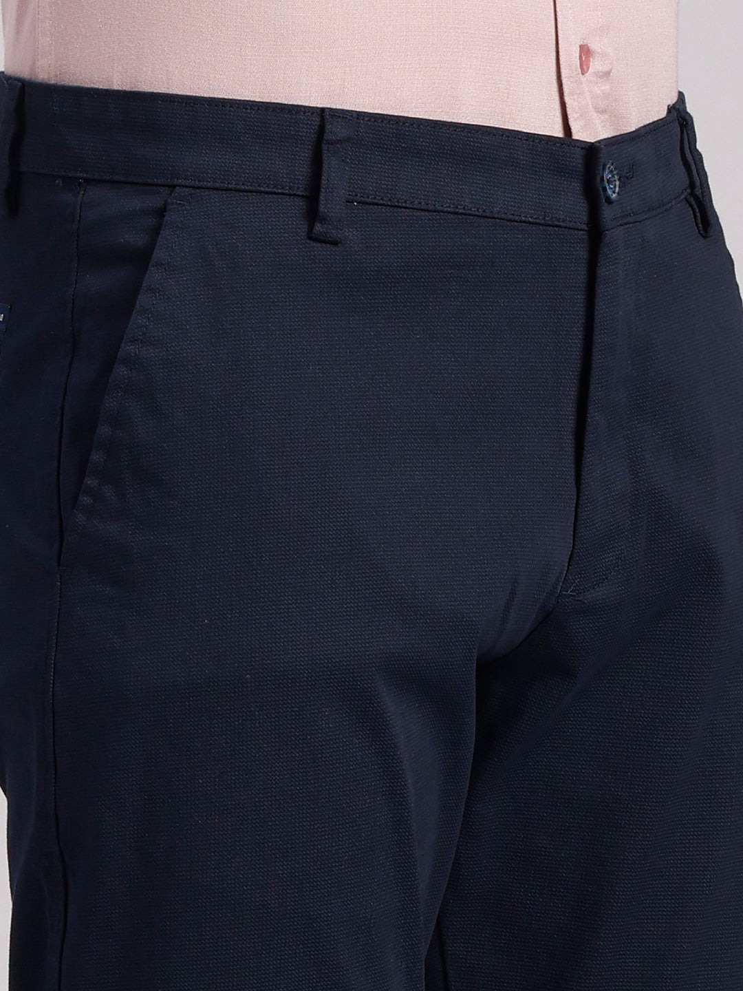 Classic Polo Men's Dark Navy Moderate Fit Solid Cotton Trouser | LTR1-CL-01 B-NVY-MF-LY