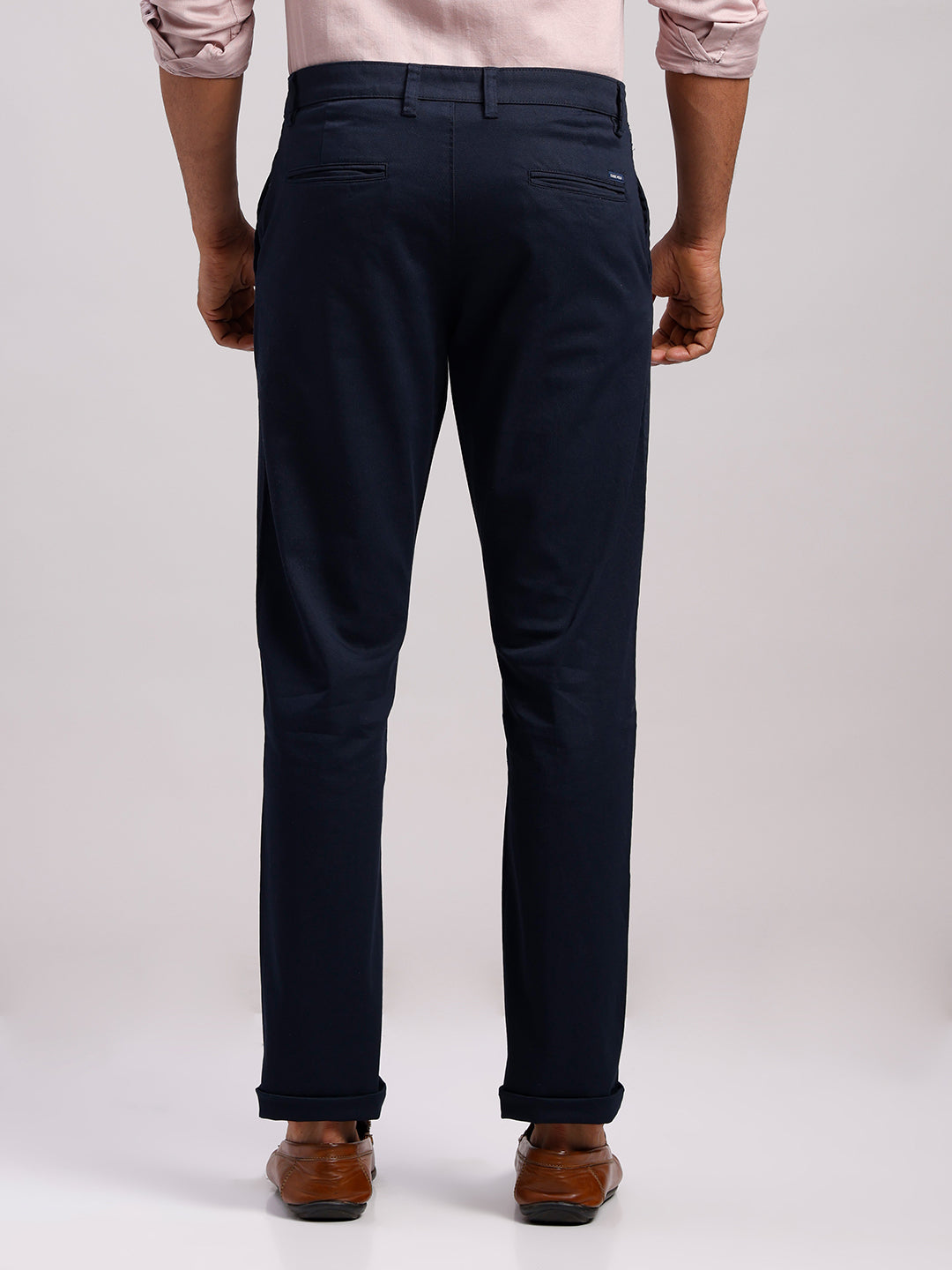 Classic Polo Men's Dark Navy Moderate Fit Solid Cotton Trouser | LTR1-CL-01 B-NVY-MF-LY