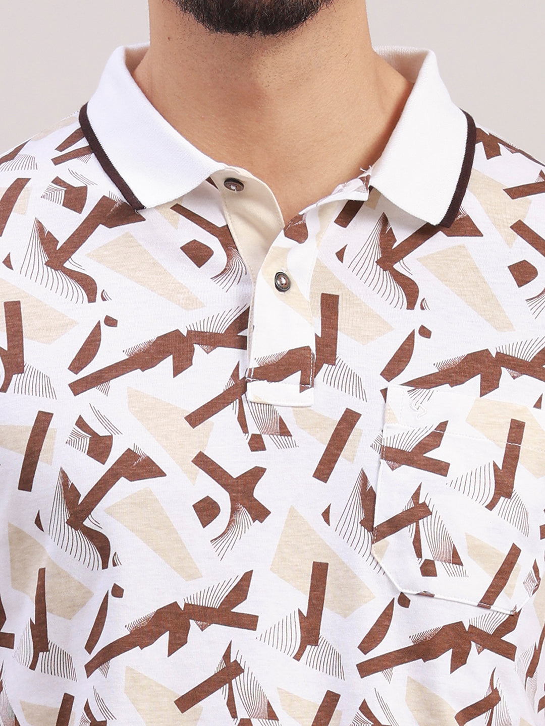 Classic Polo Men's Half Sleeve Multicolor Polo Neck Slim Fit All-Over Print Cotton T-Shirt | BELLO - 420 B SF P