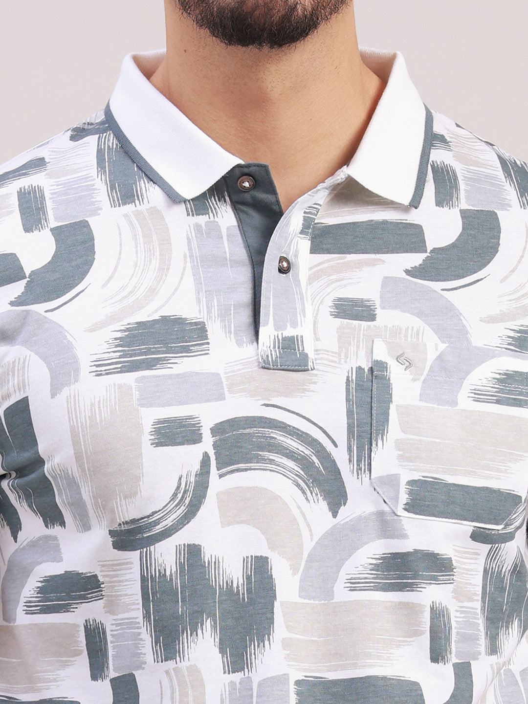 Classic Polo Men's Half Sleeve Multicolor Polo Neck Slim Fit All-Over Print Cotton T-Shirt | BELLO - 392 A SF P