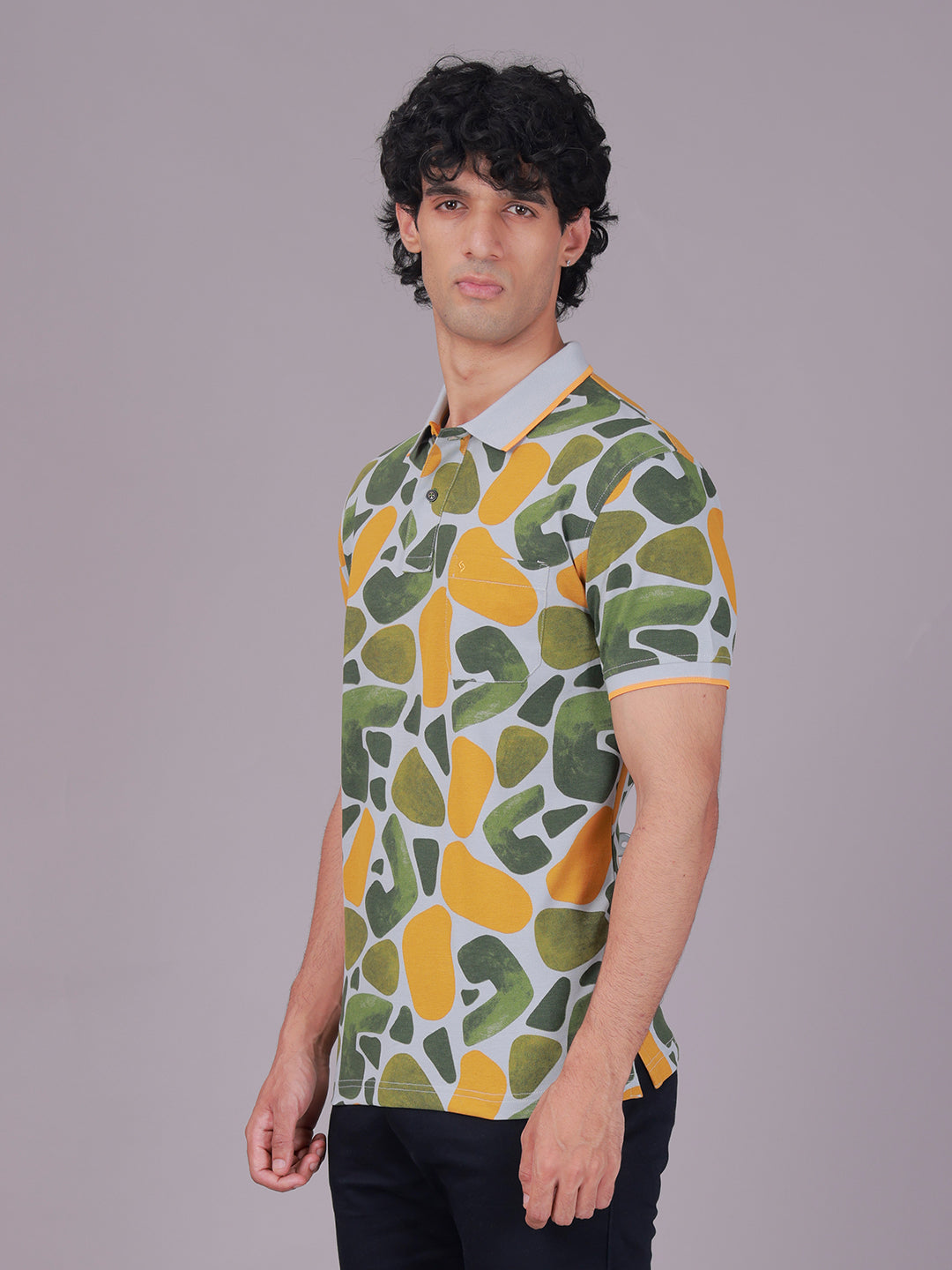 Classic Polo Men's Half Sleeve Multicolor Polo Neck Slim Fit All-Over Print Cotton T-Shirt | BEAU - 301 B SF P