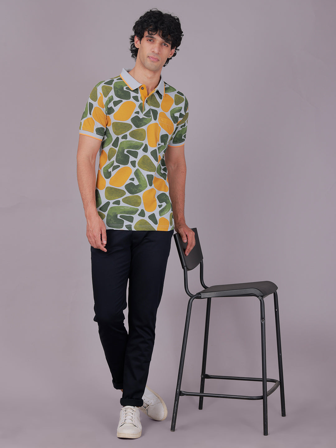 Classic Polo Men's Half Sleeve Multicolor Polo Neck Slim Fit All-Over Print Cotton T-Shirt | BEAU - 301 B SF P