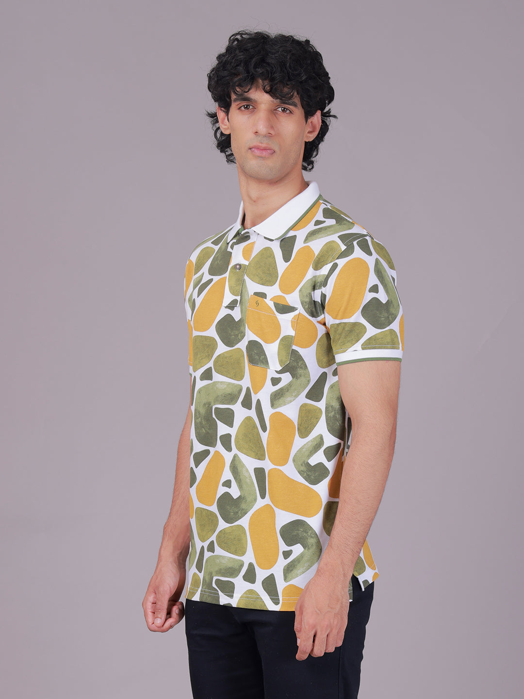 Classic Polo Men's Half Sleeve Multicolor Polo Neck Slim Fit All-Over Print Cotton T-Shirt | BEAU - 301 A SF P
