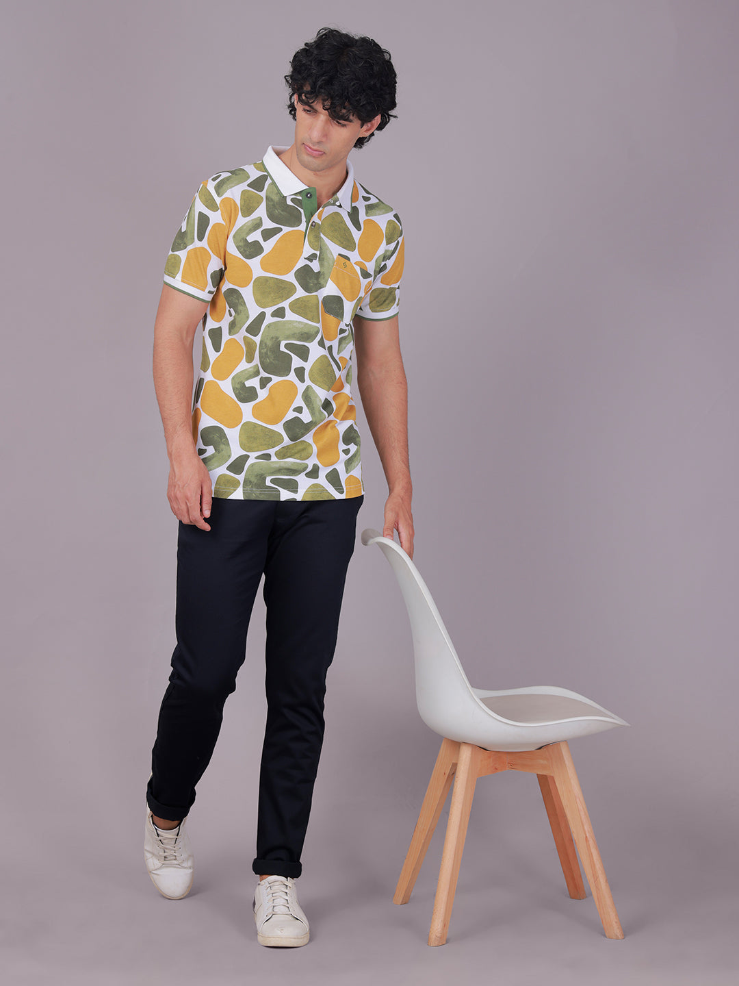 Classic Polo Men's Half Sleeve Multicolor Polo Neck Slim Fit All-Over Print Cotton T-Shirt | BEAU - 301 A SF P