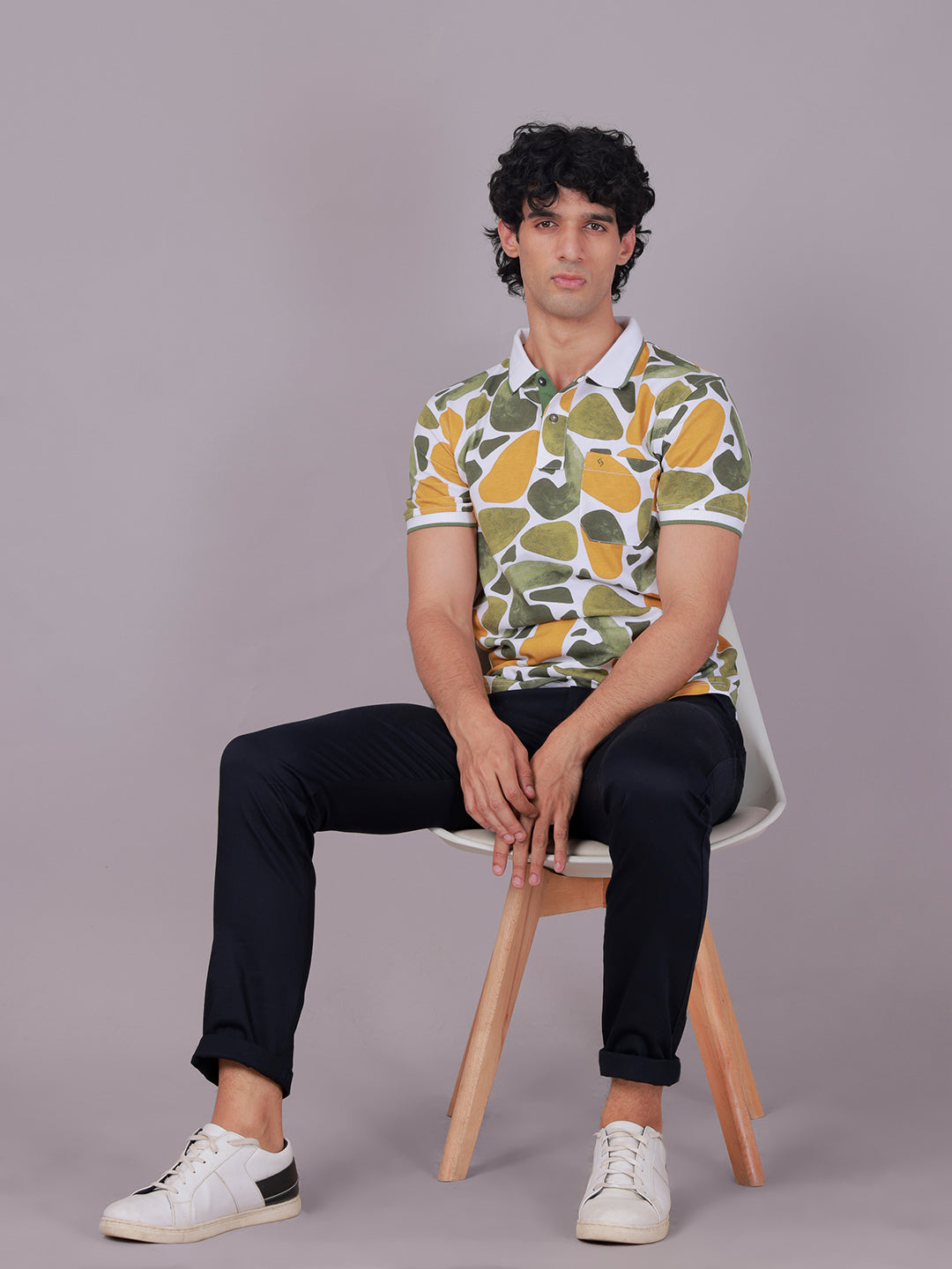Classic Polo Men's Half Sleeve Multicolor Polo Neck Slim Fit All-Over Print Cotton T-Shirt | BEAU - 301 A SF P