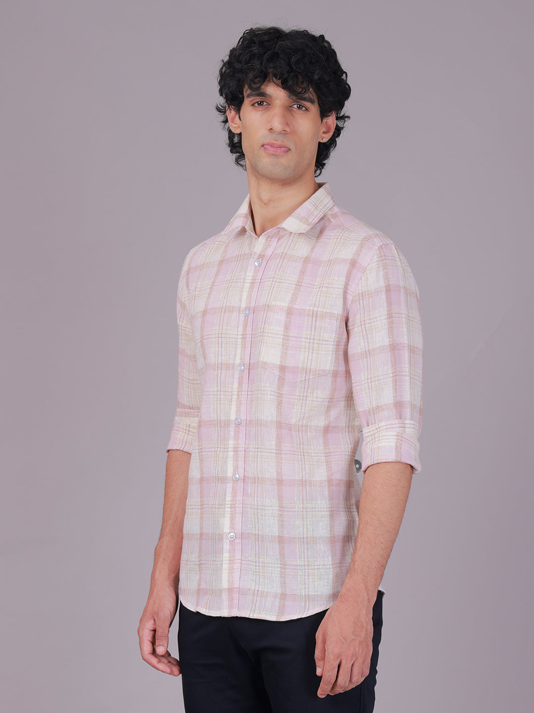 Classic Polo Men's Full Sleeve Multicolor Polo Neck Slim Fit Checked Cotton Casual Shirt | LSHR1-GN-02 B-FS-CHK-SF