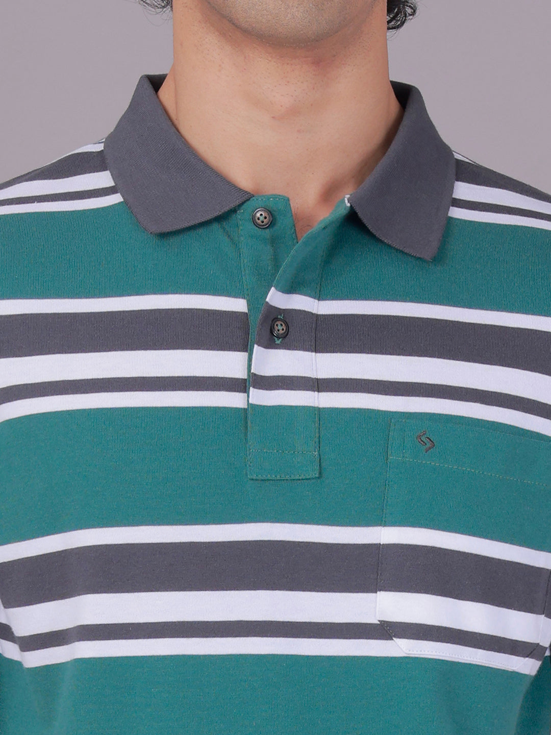 Classic Polo Men's Half Sleeve Multicolor Polo Neck Authentic Fit Striped Cotton Blend T-Shirt | AVON - 661 B AF P