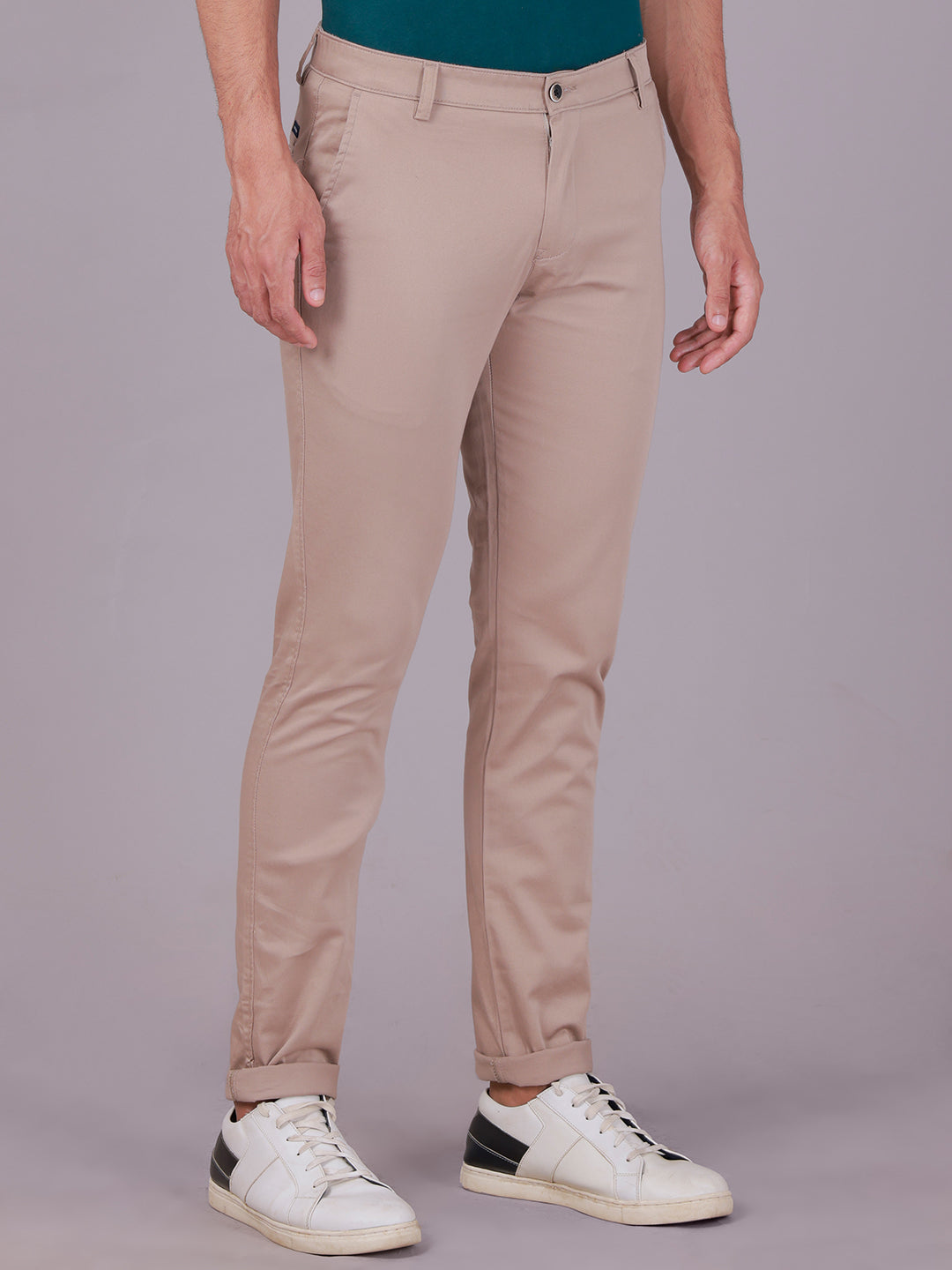 Classic Polo Men's Light Brown Moderate Fit Solid Cotton Blend Casual Trouser | TR1-CL-07 A-BRW-MF-LY