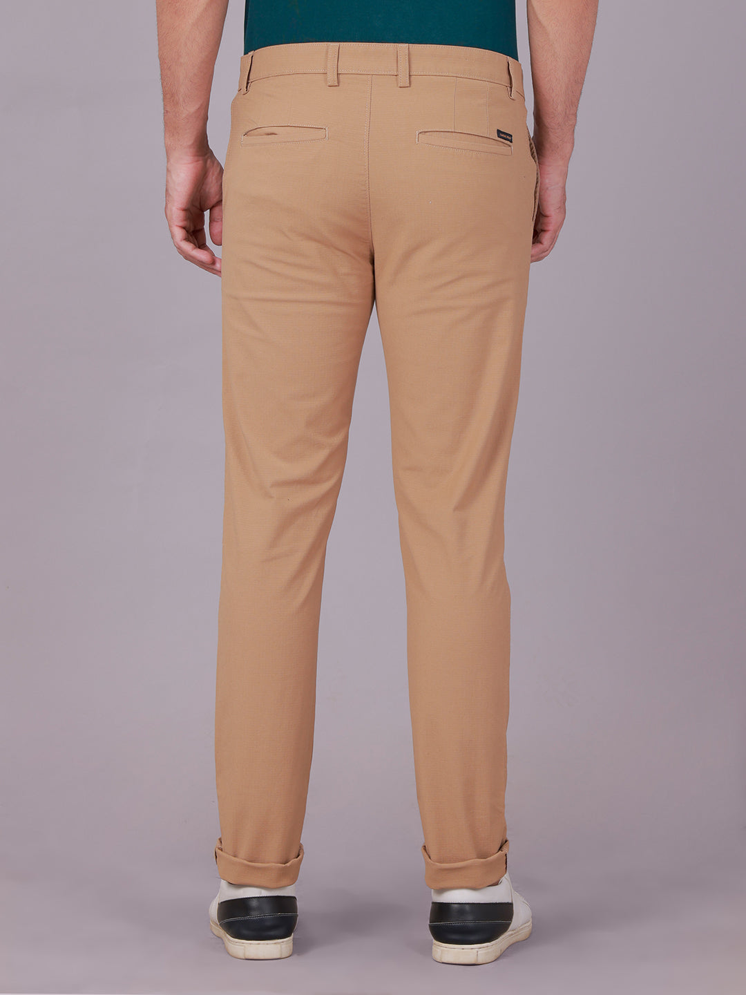 Classic Polo Men's Khaki Moderate Fit Solid Cotton Blend Casual Trouser | LTR1-EL-05 A-KHK-MF-LY