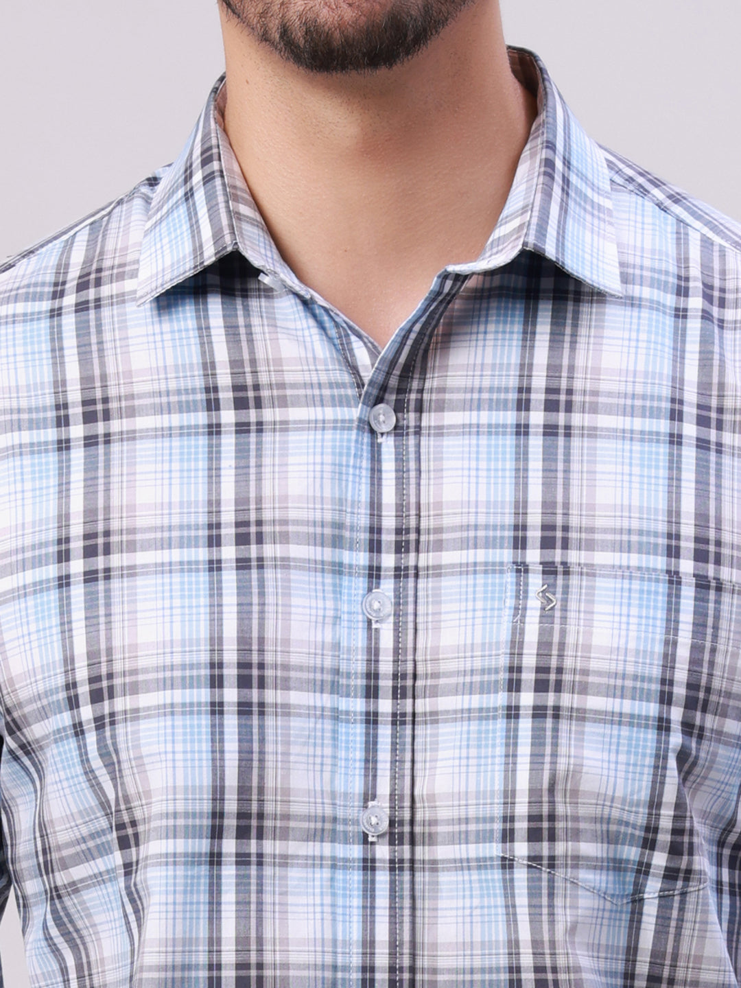 Classic Polo Men's Multicolor Polo Neck Checked Cotton Slim Fit Woven Shirt | SQ2-EL-14 B-FS-CHK-SF