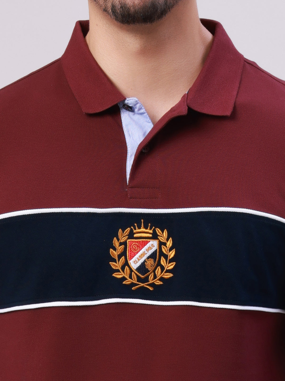 Classic Polo Men's Maroon Polo Neck Colorblock Cotton Slim Fit T-Shirt | GEN-X-POLO-FS 02 B SF P
