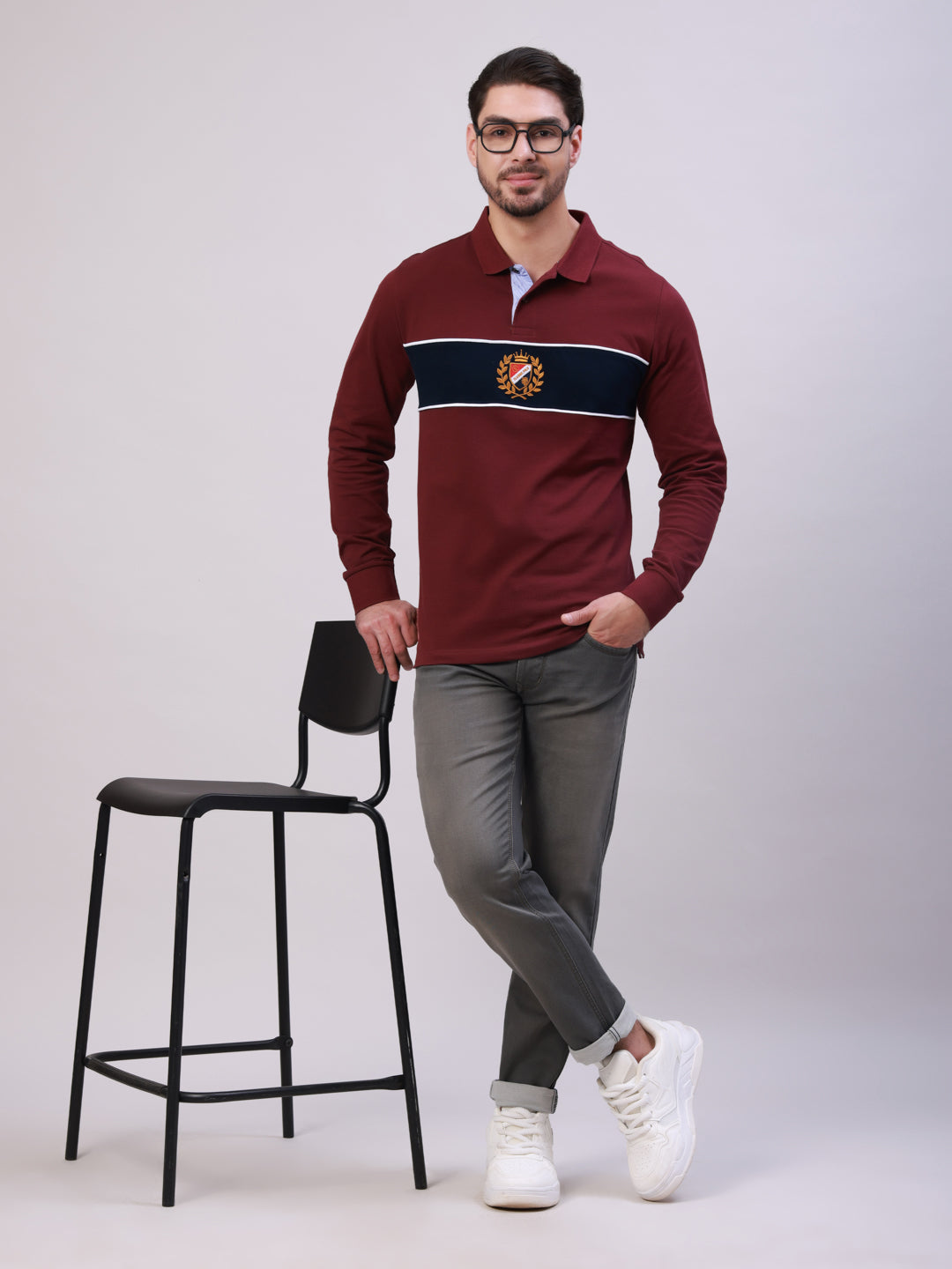 Classic Polo Men's Maroon Polo Neck Colorblock Cotton Slim Fit T-Shirt | GEN-X-POLO-FS 02 B SF P