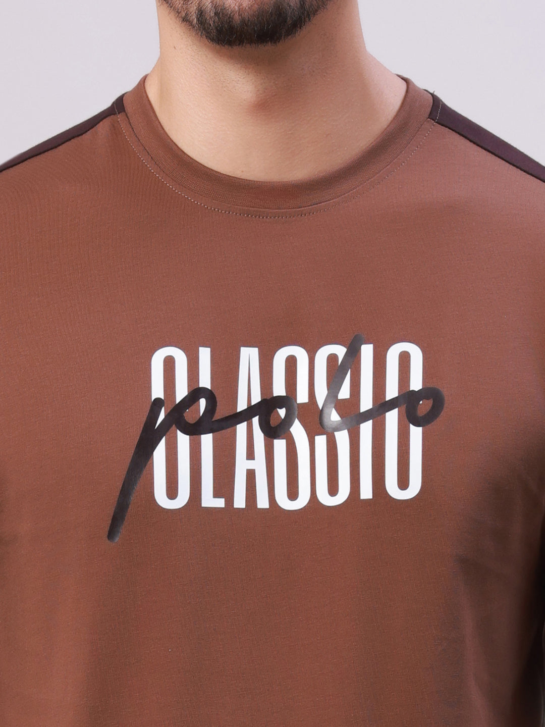 Classic Polo Men's Brown Crew Neck Printed Cotton Slim Fit T-Shirt | BALENO FS - 03 B SF C