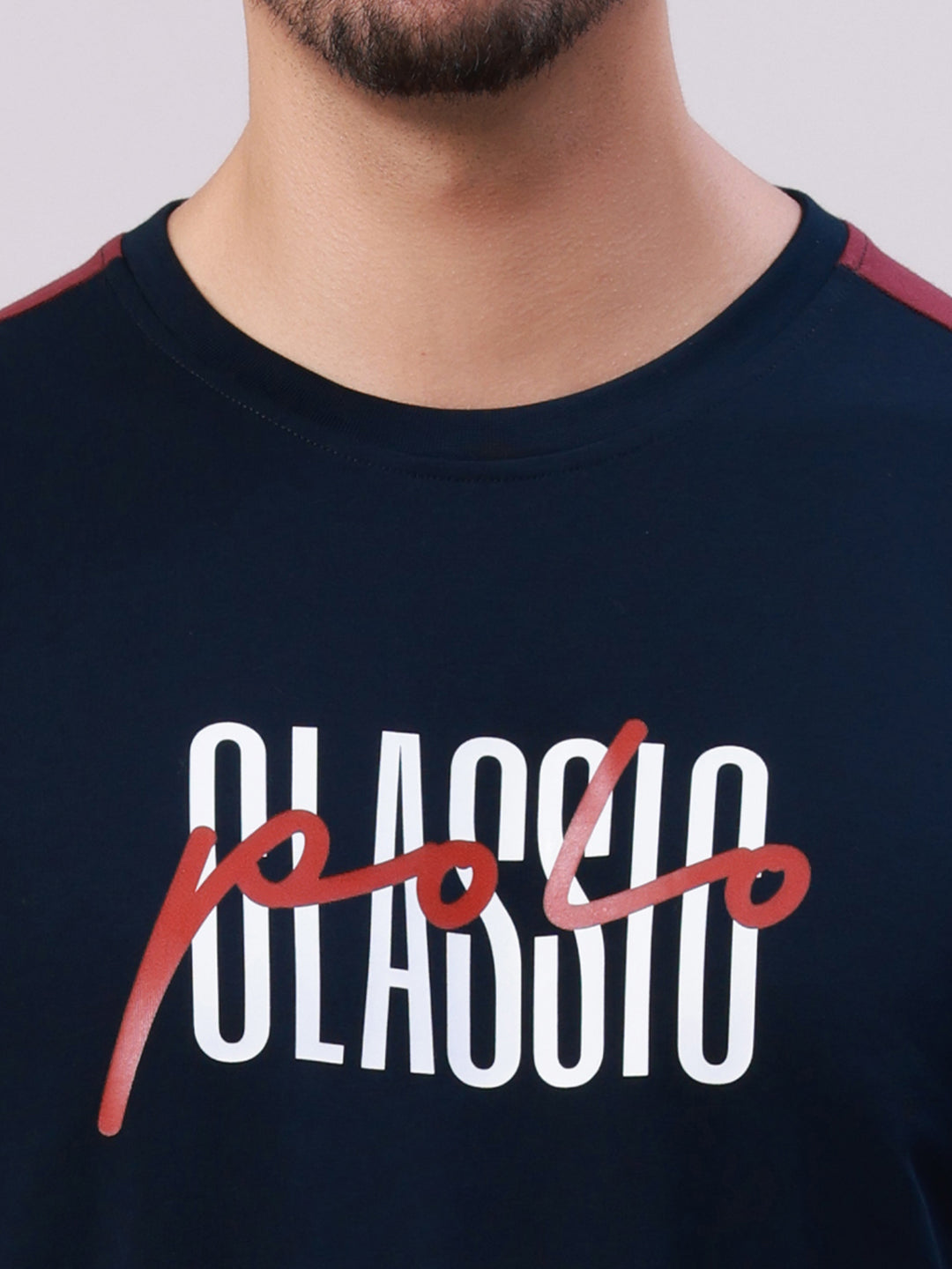 Classic Polo Men's Navy Blue Crew Neck Printed Cotton Slim Fit T-Shirt | BALENO FS - 03 A SF C